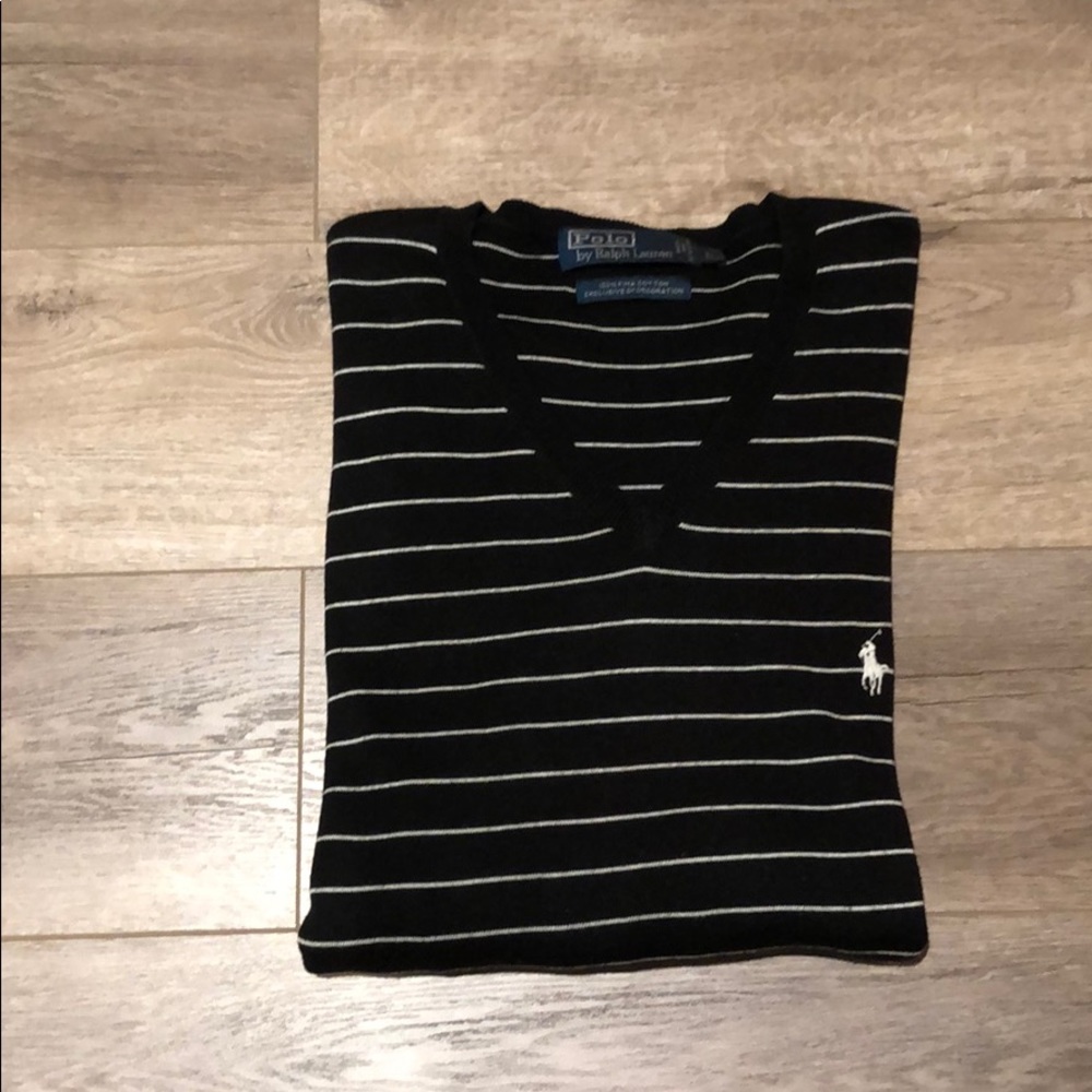 Polo Black and White V-Neck Sweater
